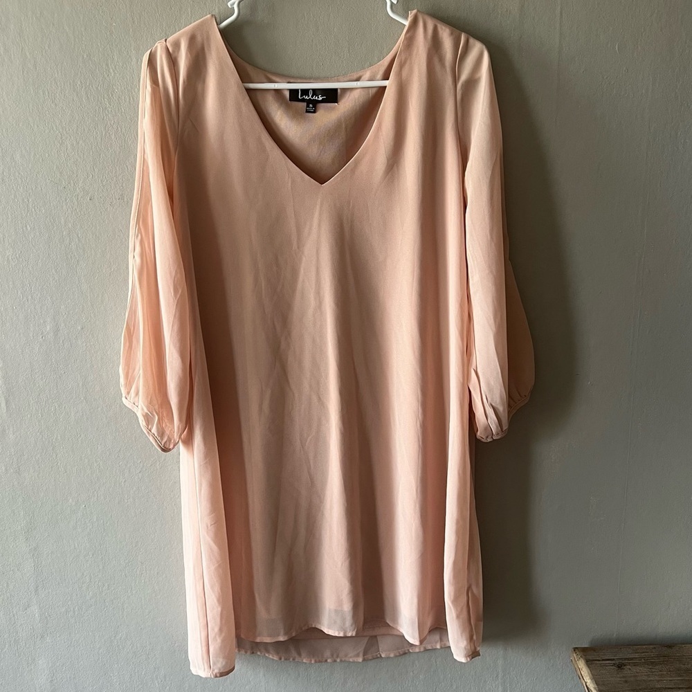 Lulus Shifting Gears Blush Pink Long Sleeve Dress Size Small